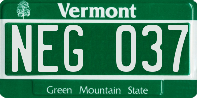 VT license plate NEG037