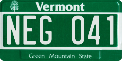VT license plate NEG041