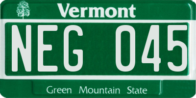 VT license plate NEG045
