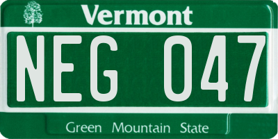 VT license plate NEG047