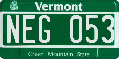 VT license plate NEG053