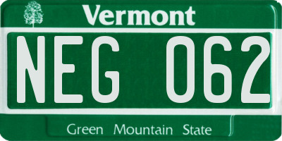 VT license plate NEG062