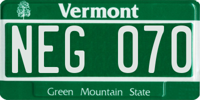 VT license plate NEG070