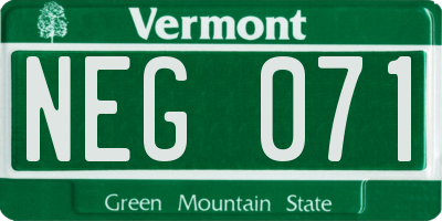 VT license plate NEG071