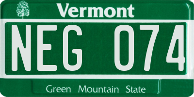 VT license plate NEG074