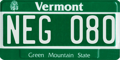VT license plate NEG080