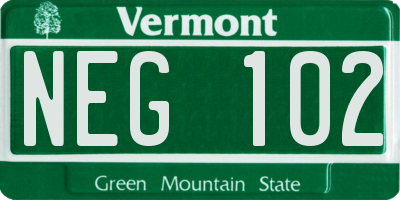 VT license plate NEG102