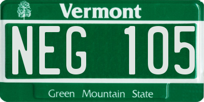 VT license plate NEG105