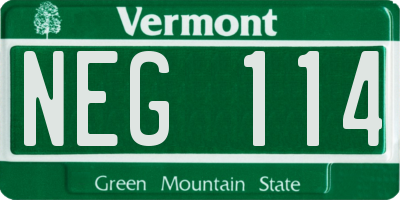 VT license plate NEG114