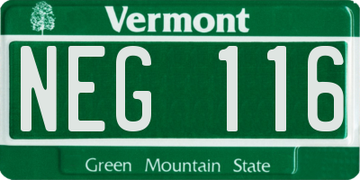 VT license plate NEG116