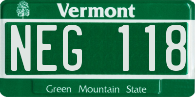 VT license plate NEG118