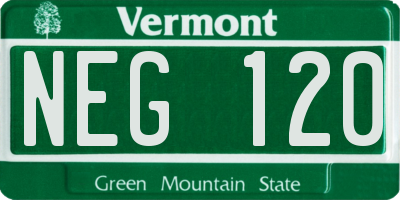 VT license plate NEG120
