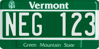 VT license plate NEG123
