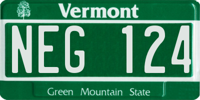 VT license plate NEG124