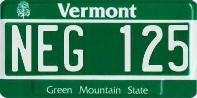 VT license plate NEG125