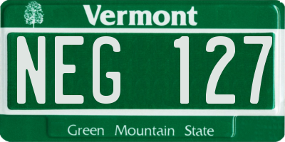 VT license plate NEG127