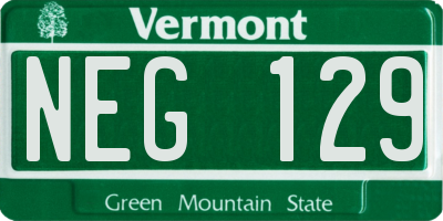 VT license plate NEG129