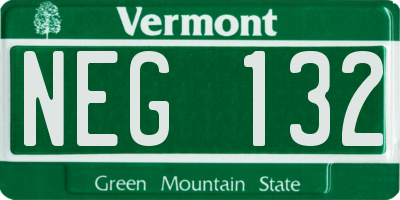 VT license plate NEG132