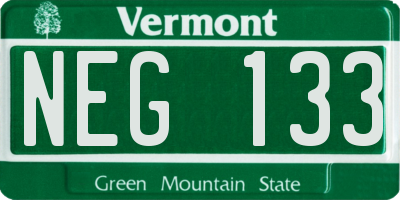 VT license plate NEG133