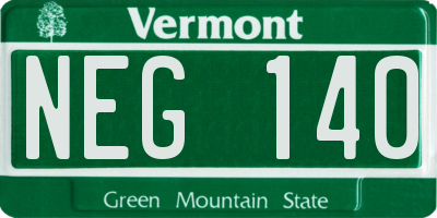 VT license plate NEG140