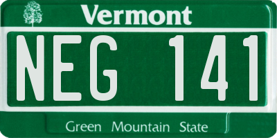 VT license plate NEG141