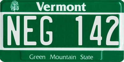 VT license plate NEG142