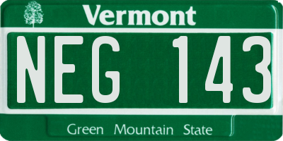VT license plate NEG143
