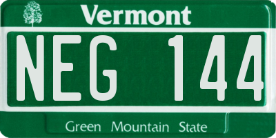 VT license plate NEG144