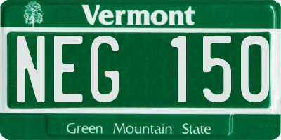 VT license plate NEG150