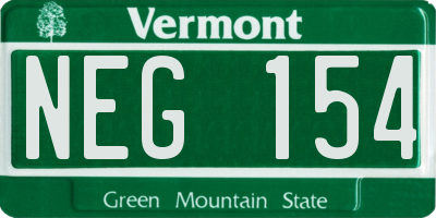 VT license plate NEG154