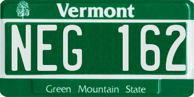 VT license plate NEG162