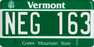 VT license plate NEG163