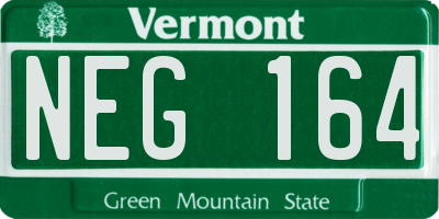 VT license plate NEG164