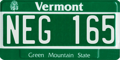 VT license plate NEG165