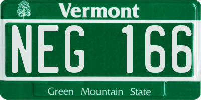 VT license plate NEG166