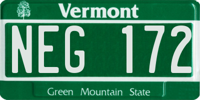 VT license plate NEG172