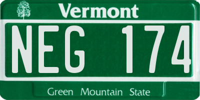 VT license plate NEG174