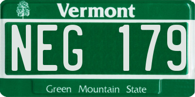 VT license plate NEG179