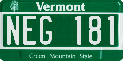 VT license plate NEG181