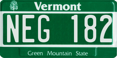 VT license plate NEG182