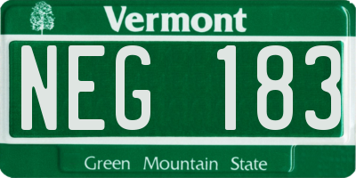 VT license plate NEG183