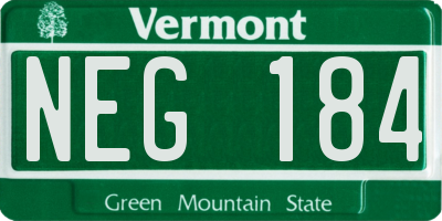 VT license plate NEG184