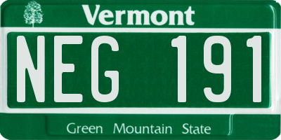 VT license plate NEG191
