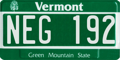 VT license plate NEG192