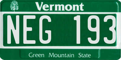 VT license plate NEG193