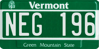 VT license plate NEG196