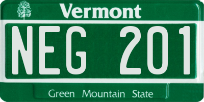 VT license plate NEG201