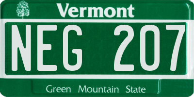 VT license plate NEG207