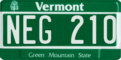 VT license plate NEG210