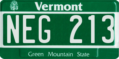 VT license plate NEG213